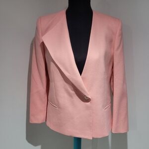Diana Charles Women's Vintage Wool Single Lapel Blazer Size 11 Pink Quiet Luxury